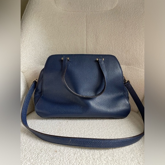 Kate Spade deep royal blue Navy gold metal accents Leather Satchel NWOT - Picture 10 of 12